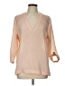 Express 100% Polyester Pink Tan 3/4 Sleeve Blouse Size L - photo 1