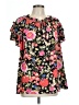 Unbranded 100% Polyester Floral Black Short Sleeve Blouse Size L (estimated) - photo 1