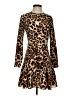 Aqua 100% Polyester Animal Print Brown Casual Dress Size S - photo 1