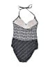 Athleta Houndstooth Gray Black One Piece Swimsuit Size S - photo 2