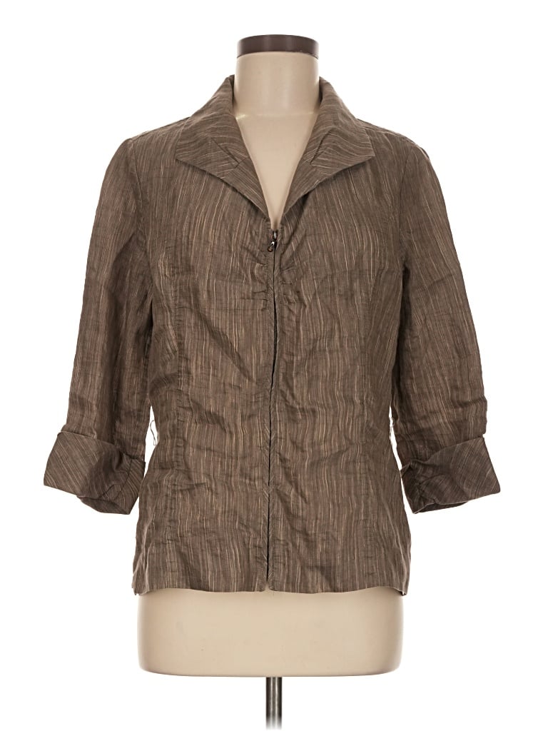 Pre-owned Classiques Entier 3/4 Sleeve Button Down Shirt In Brown