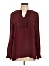 Talbots 100% Polyester Burgundy Long Sleeve Blouse Size L - photo 1