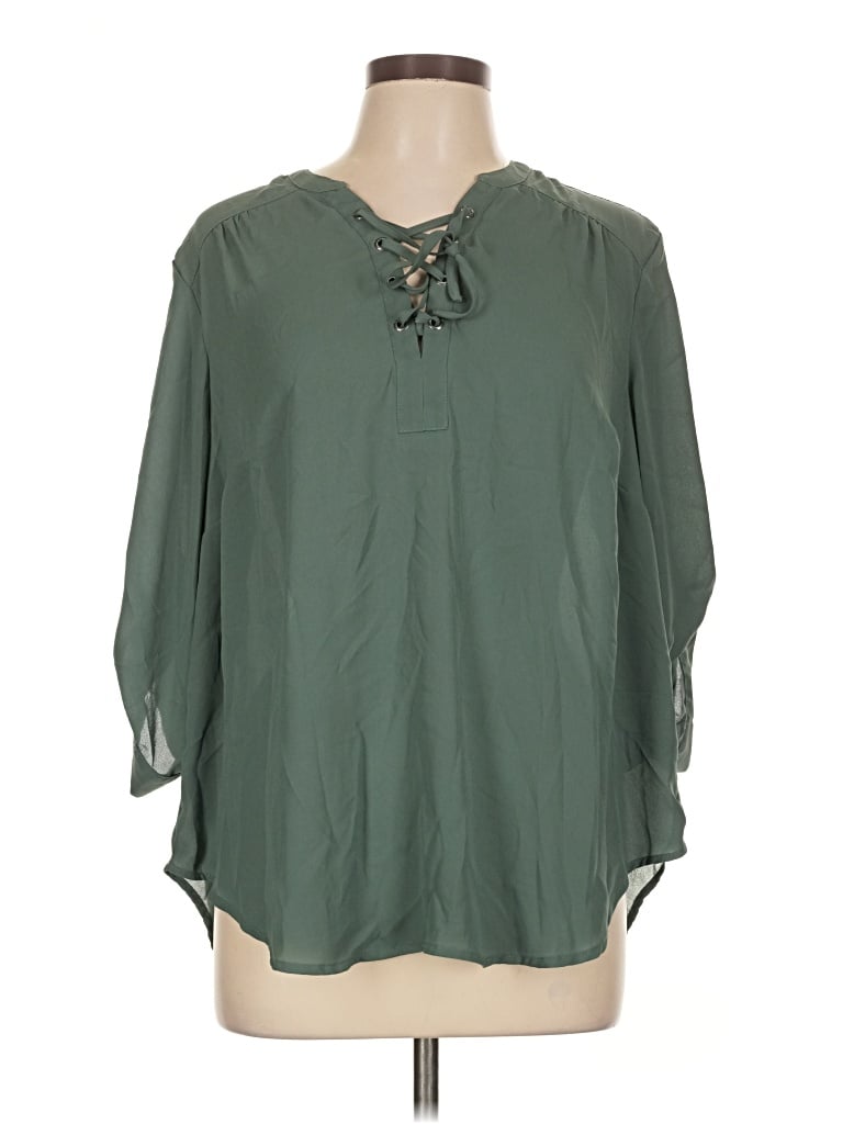 Pre-owned Torrid 3/4 Sleeve Blouse In Green