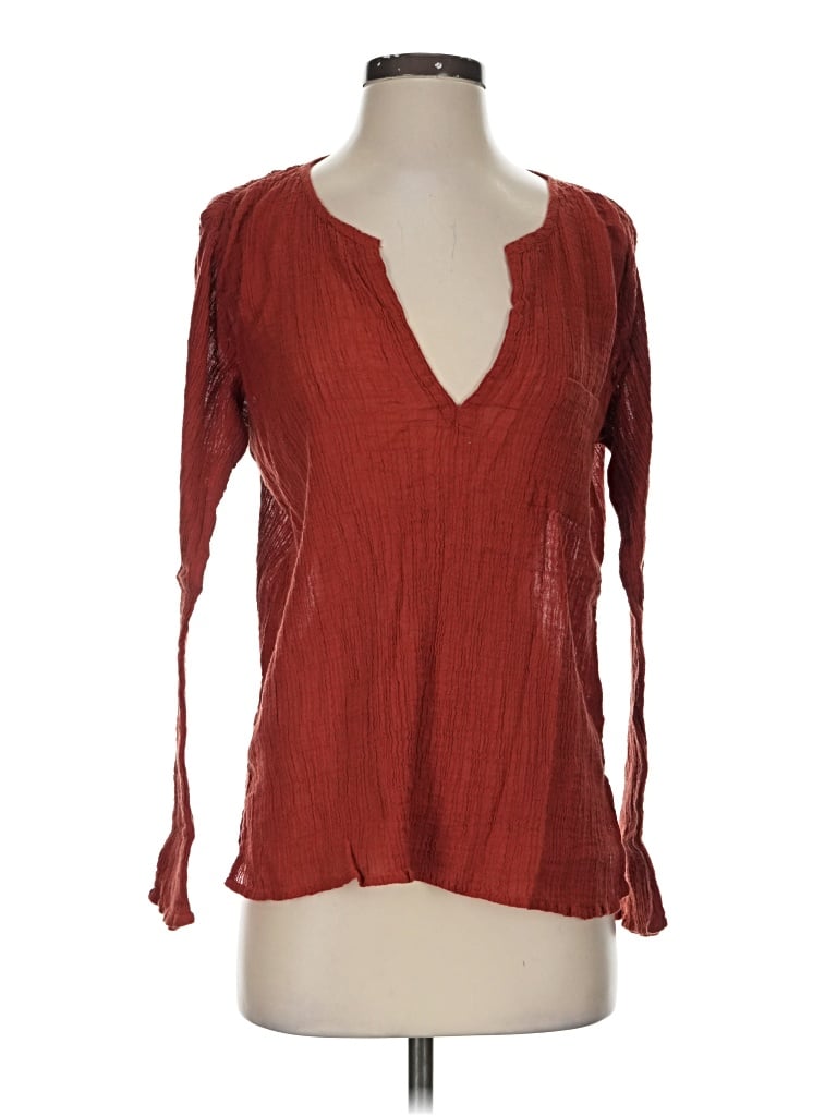 Pre-owned Aerie Long Sleeve Blouse In Red