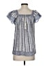 Max Studio Floral Blue Short Sleeve Blouse Size S - photo 2