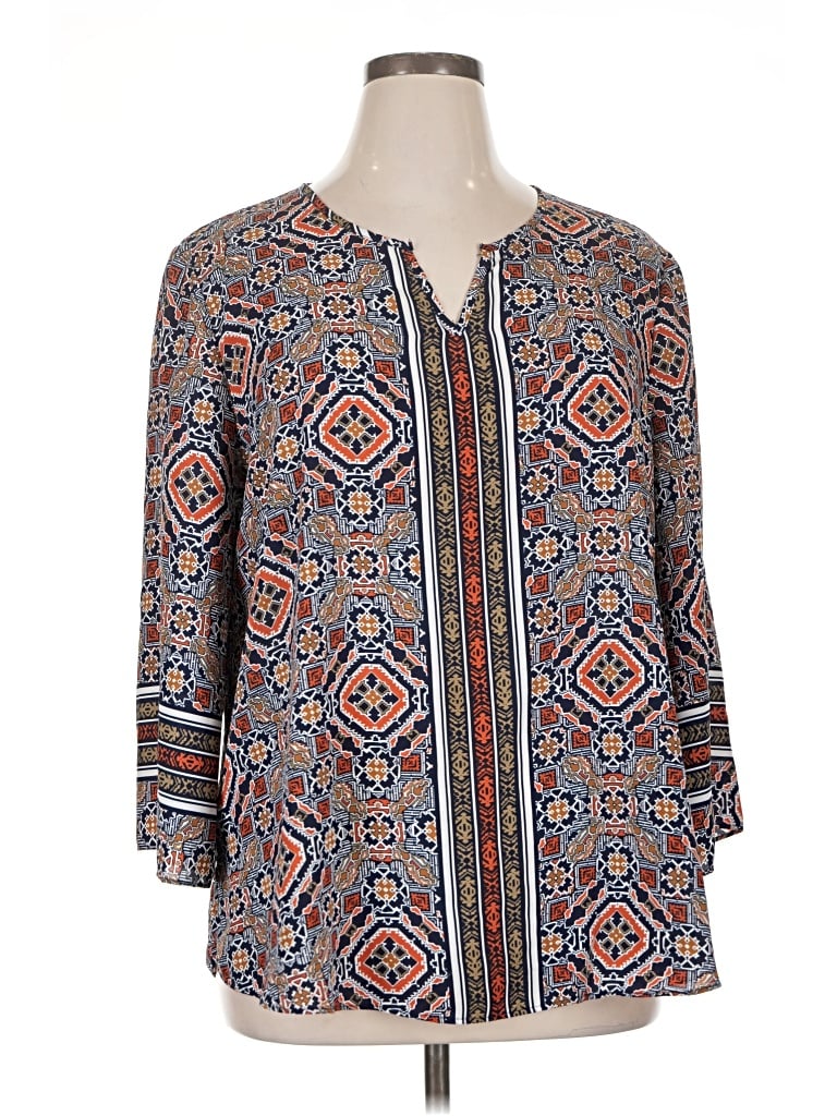 Pre-owned Cato 3/4 Sleeve Blouse In Blue