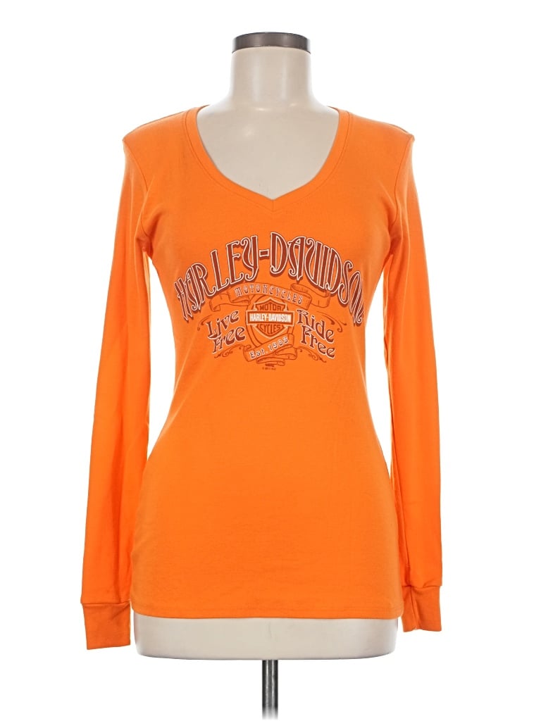 Pre-owned Harley Davidson Long Sleeve T-shirt In Orange