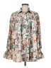 Assorted Brands 100% Polyester Print Tan Long Sleeve Blouse Size M - photo 1