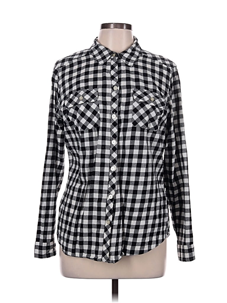 Pre-owned Croft & Barrow Long Sleeve Button Down Shirt In Black