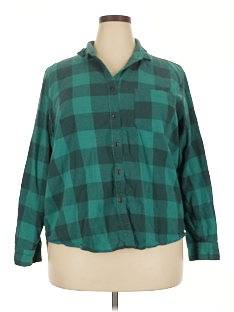 Pre-owned Universal Thread Long Sleeve Button Down Shirt In Teal