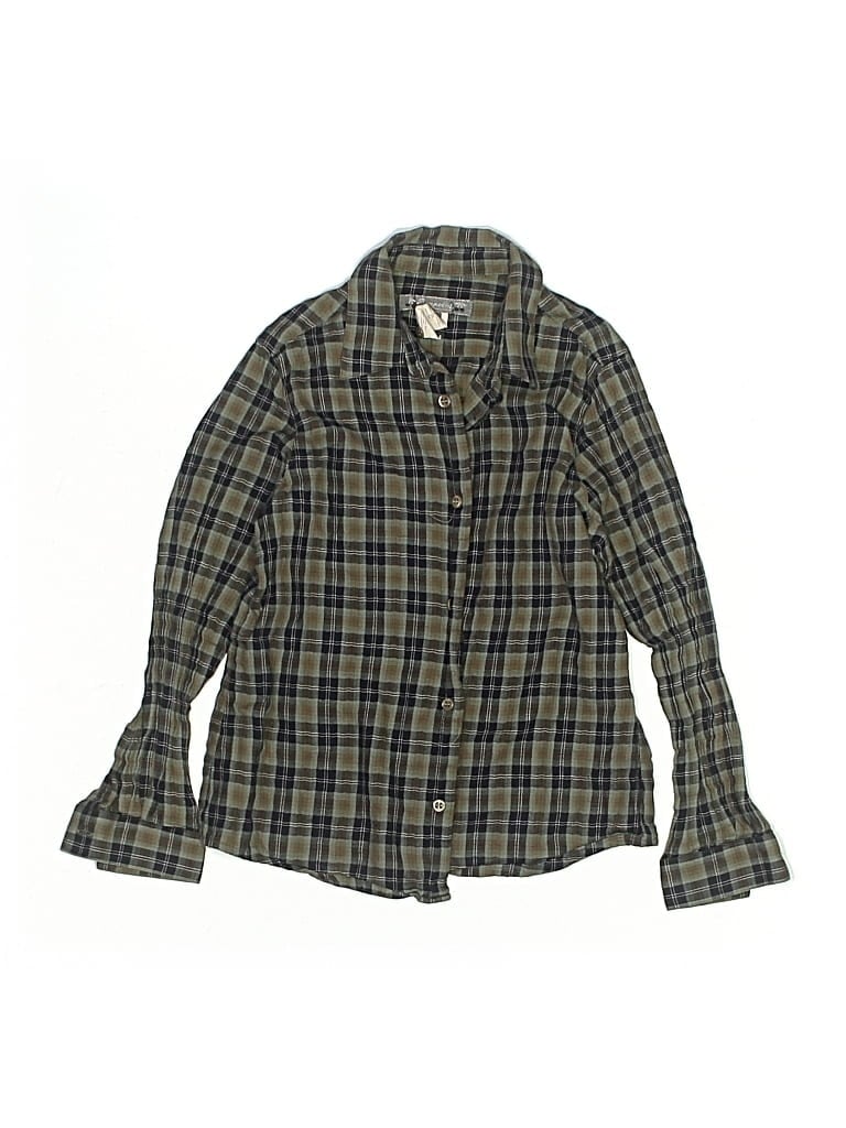 Pre-owned Bonpoint Kids' Long Sleeve Button Down Shirt In Green