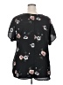 West Kei 100% Polyester Floral Black Short Sleeve Blouse Size XXL - photo 2