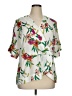 Worthington 100% Polyester Floral White Short Sleeve Blouse Size XL - photo 1