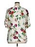 Worthington 100% Polyester Floral White Short Sleeve Blouse Size XL - photo 2