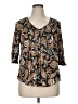 DR2 100% Rayon Brown 3/4 Sleeve Blouse Size 1X - photo 1