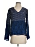 Massimo Dutti Paisley Blue Long Sleeve Silk Top Size 4 - photo 1