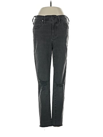 Madewell Petite 9" Mid-Rise Skinny Jeans in Black Sea (view 1)