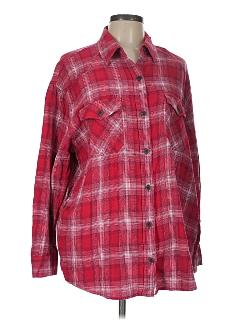 Pre-owned Wild Fable Long Sleeve Button Down Shirt In Red