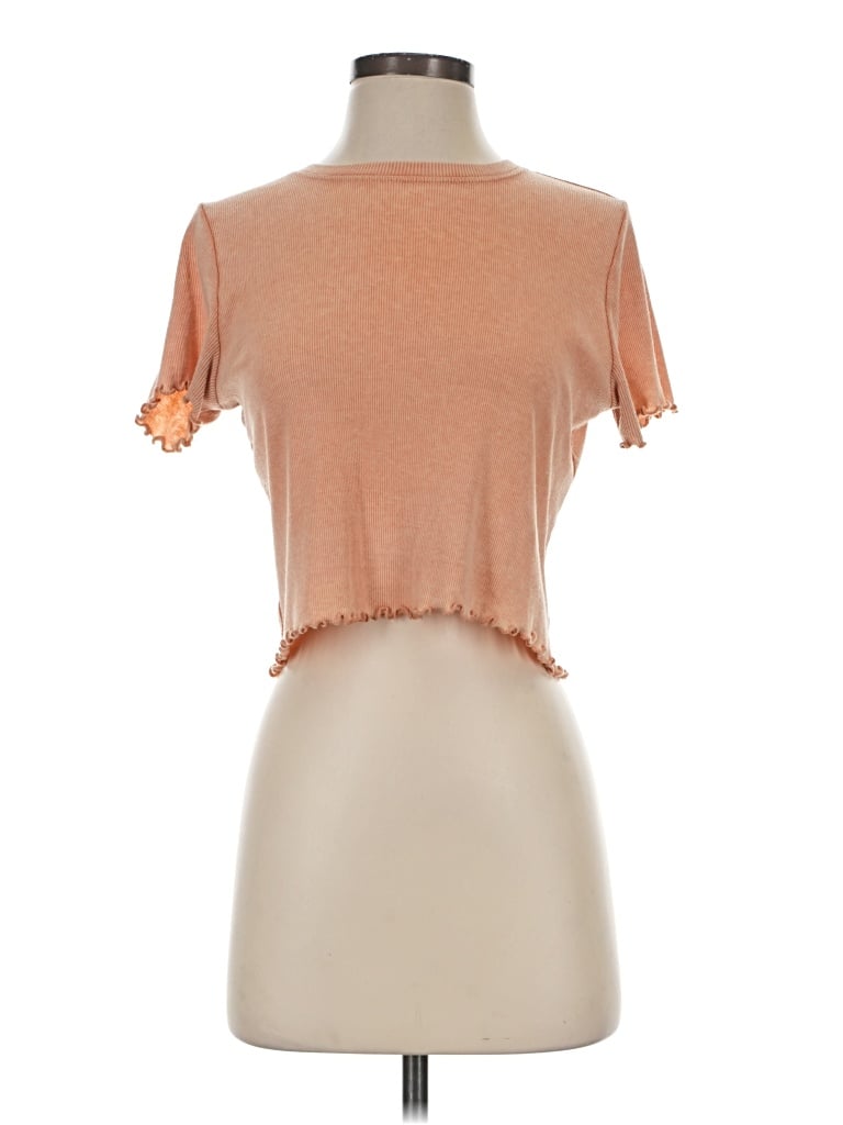 Pre-owned Aerie Short Sleeve Turtleneck In Tan