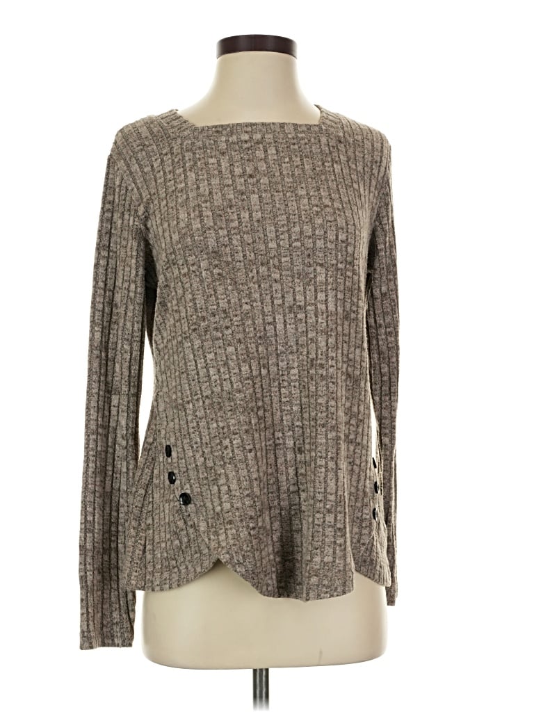 Pre-owned Fantaslook Long Sleeve Top Gray Crew Neck Tops