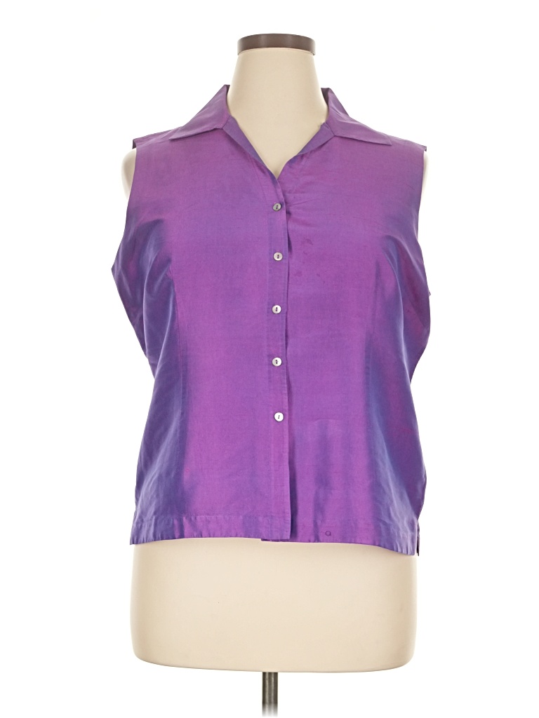 Pre-owned Worthington Sleeveless Button Down Shirt In Purple