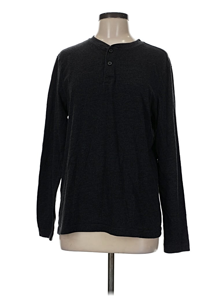 Pre-owned Croft & Barrow Long Sleeve Henley Shirt In Black