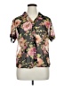 Apparenza 100% Polyester Floral Black Short Sleeve Blouse Size XL - photo 1