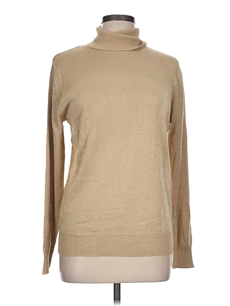 Pre-owned Joseph A Long Sleeve Turtleneck In Tan