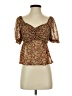 Louna 100% Polyester Brown Short Sleeve Blouse Size S - photo 1