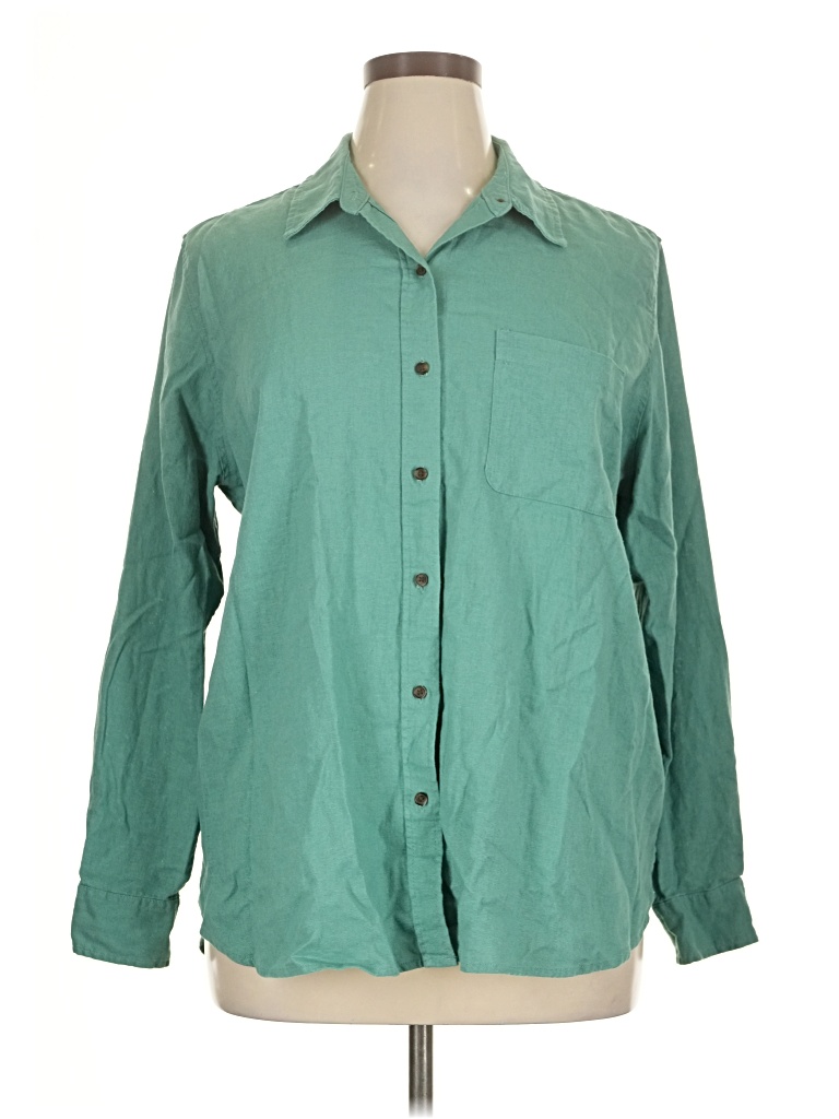 Pre-owned Universal Thread Long Sleeve Button Down Shirt In Green