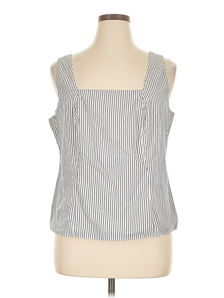 Pre-owned Lands' End Sleeveless Top Gray Square Neckline Tops