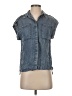 Sugar Lips Blue Sleeveless Button-Down Shirt Size XS - photo 1