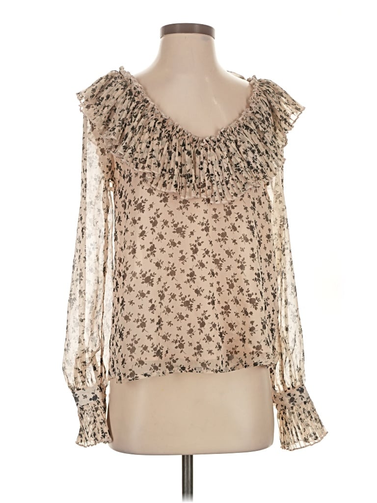 Pre-owned English Factory Long Sleeve Blouse In Tan
