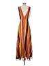 Unbranded 100% Polyester Stripes Orange Casual Dress Size XXS (estimated) - photo 2