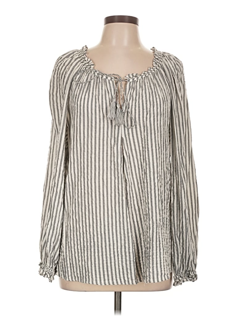 Pre-owned Max Studio Long Sleeve Blouse In Gray