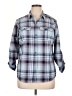 Eddie Bauer 100% Nylon Plaid Blue 3/4 Sleeve Button-Down Shirt Size XL - photo 1