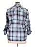 Eddie Bauer 100% Nylon Plaid Blue 3/4 Sleeve Button-Down Shirt Size XL - photo 2