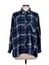 True Craft Plaid Blue 3/4 Sleeve Button-Down Shirt Size L - photo 1