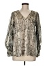 Adrienne Silver Long Sleeve Blouse Size M - photo 1