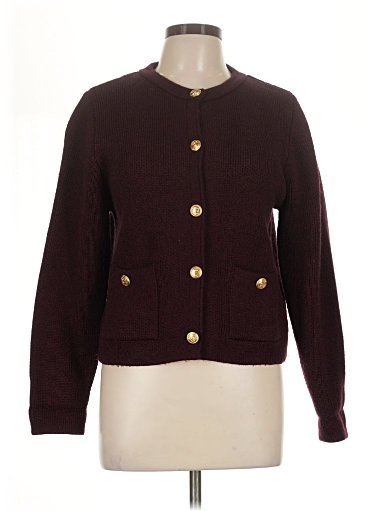 Pre-owned Zara Cardigan Sweater In Burgundy