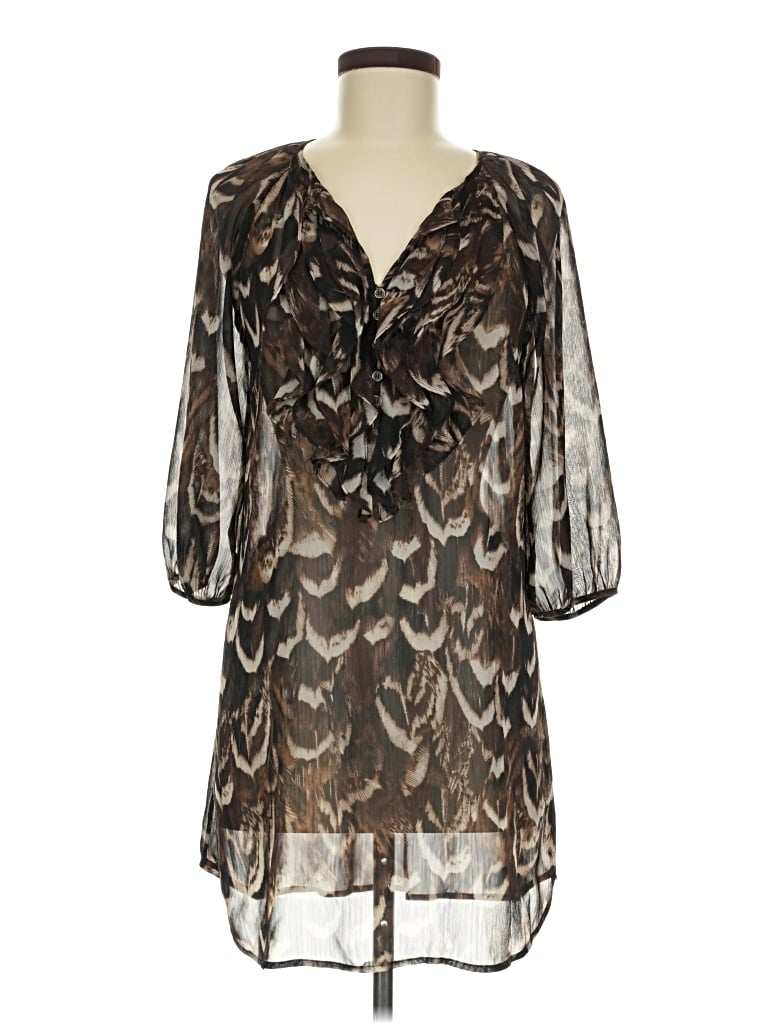 Pre-owned Classiques Entier 3/4 Sleeve Blouse In Brown