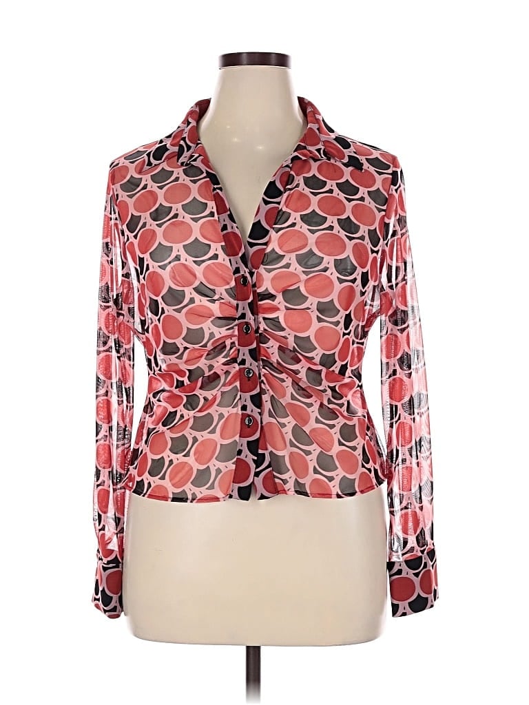 Pre-owned Zara Long Sleeve Blouse In Red