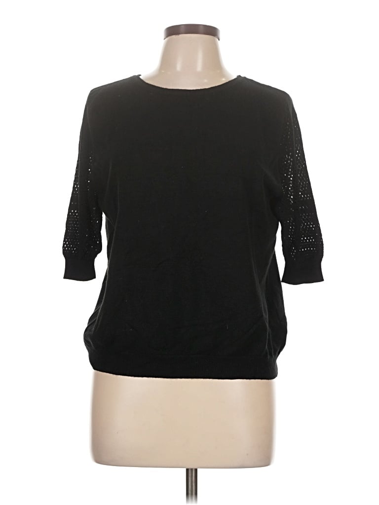 Pre-owned Joseph A 3/4 Sleeve Top Black Boatneck Tops