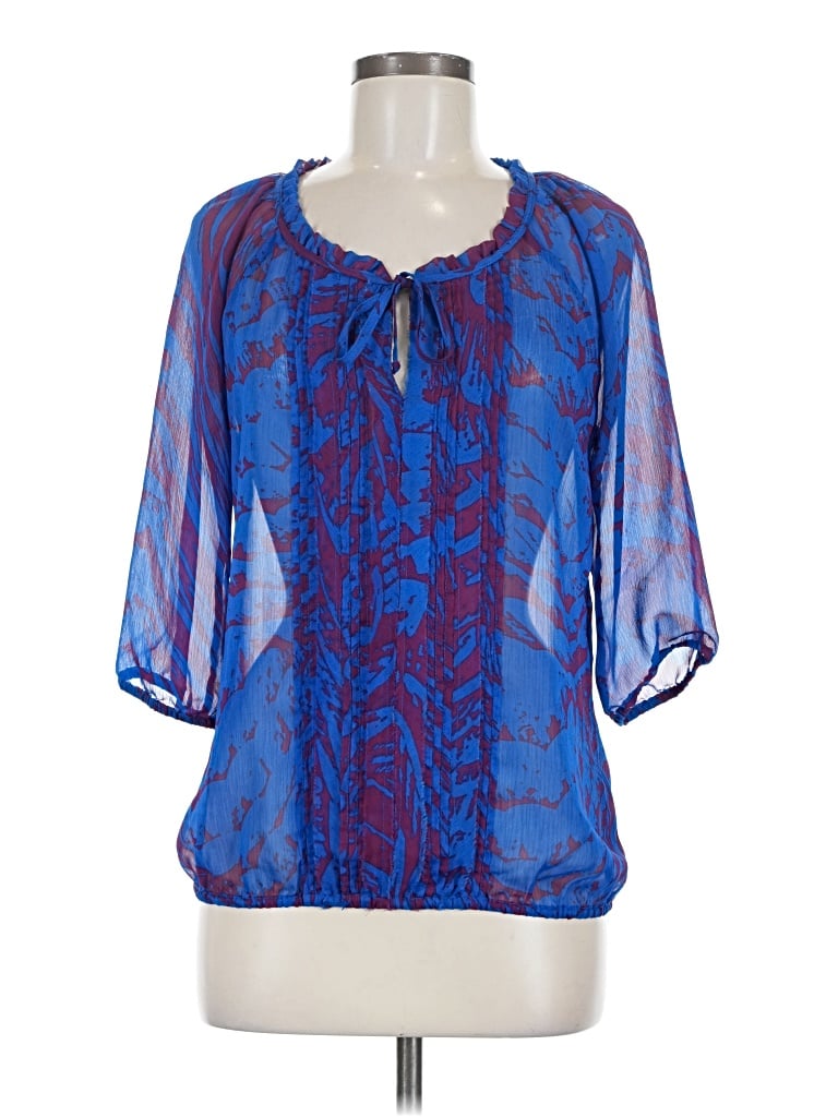Pre-owned Express 3/4 Sleeve Blouse In Blue