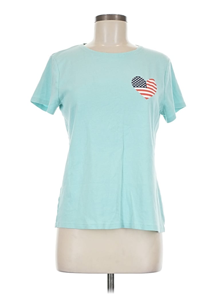 Pre-owned Croft & Barrow Short Sleeve Top Teal Crew Neck Tops