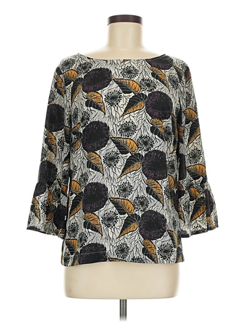 Pre-owned Porridge 3/4 Sleeve Blouse In Gray