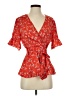 19 Cooper 100% Polyester Red Short Sleeve Blouse Size S - photo 1