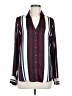 Express Outlet 100% Polyester Stripes Burgundy Long Sleeve Blouse Size M - photo 1