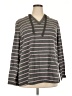 LIVI Stripes Gray Long Sleeve Henley Size 18 Plus - photo 1