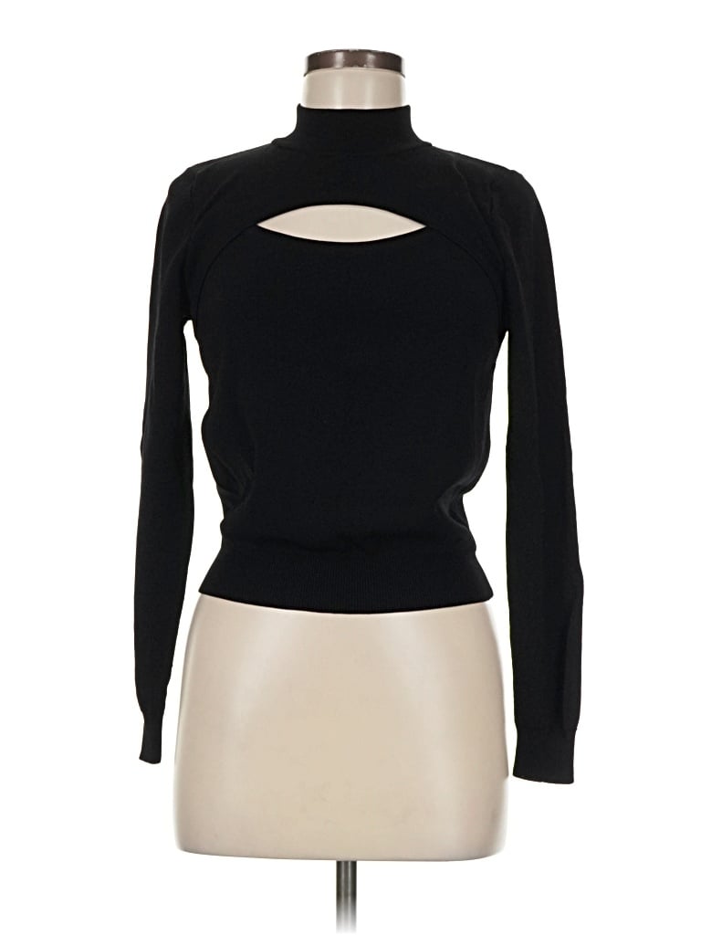 Pre-owned The Drop Long Sleeve Top Black Mock Neckline Tops